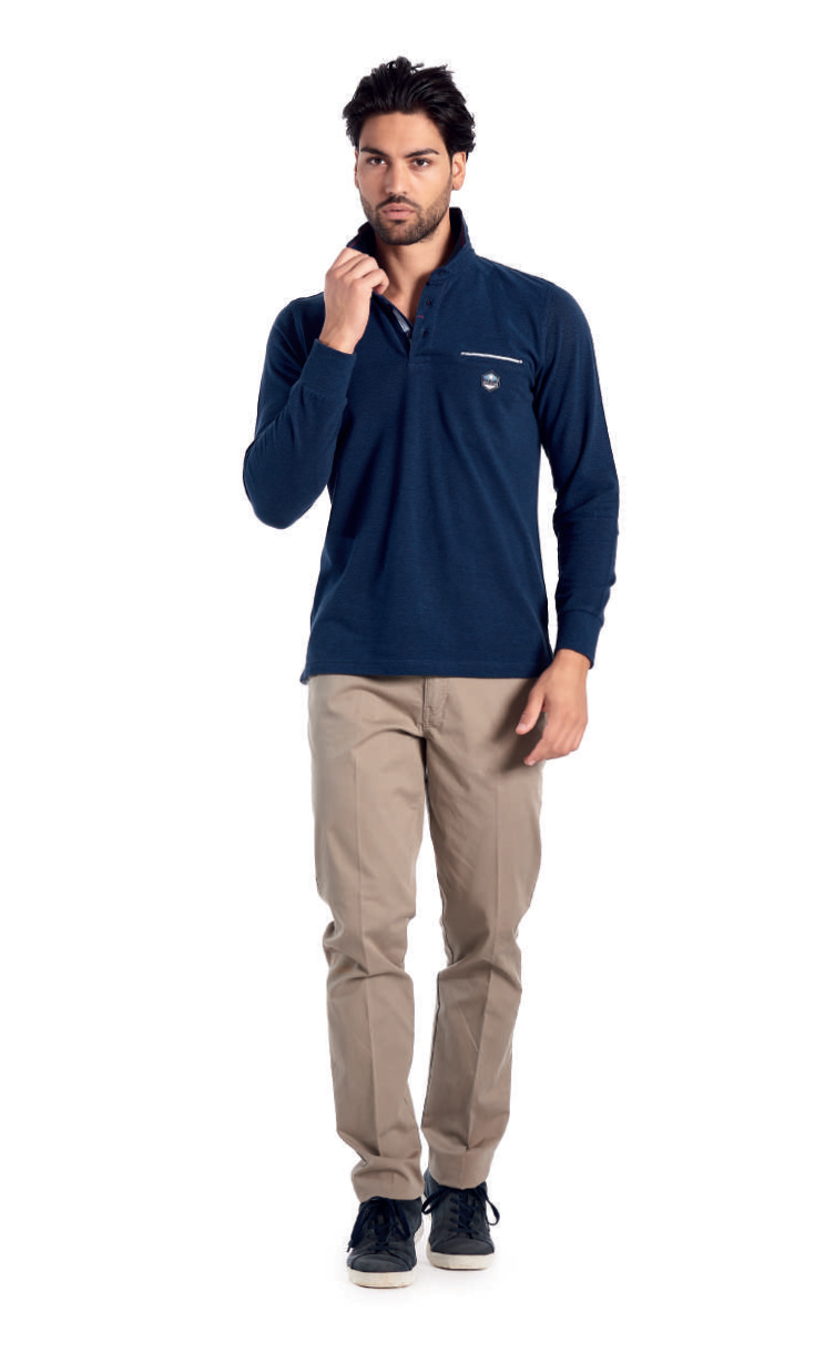 Polo Be Board Manica Lunga 21M9205C Taglie Forti Lago Oxford - Blocco94