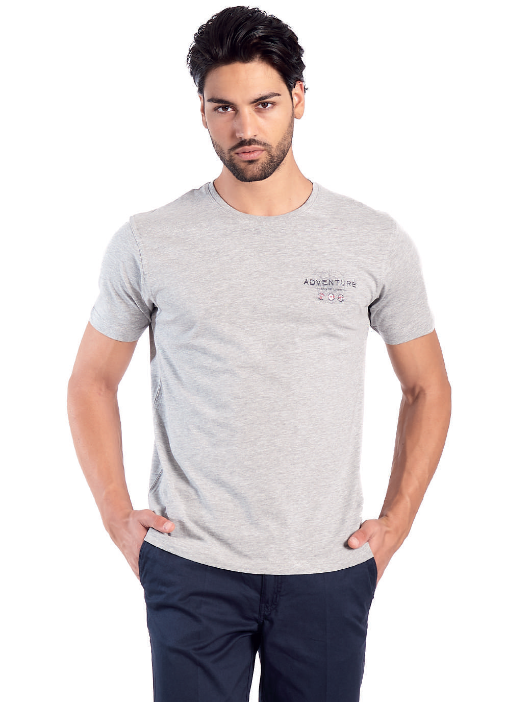 Girocollo Mezza Manica 22H9701C Be Board Taglie Forti Grigio Melange - Blocco94