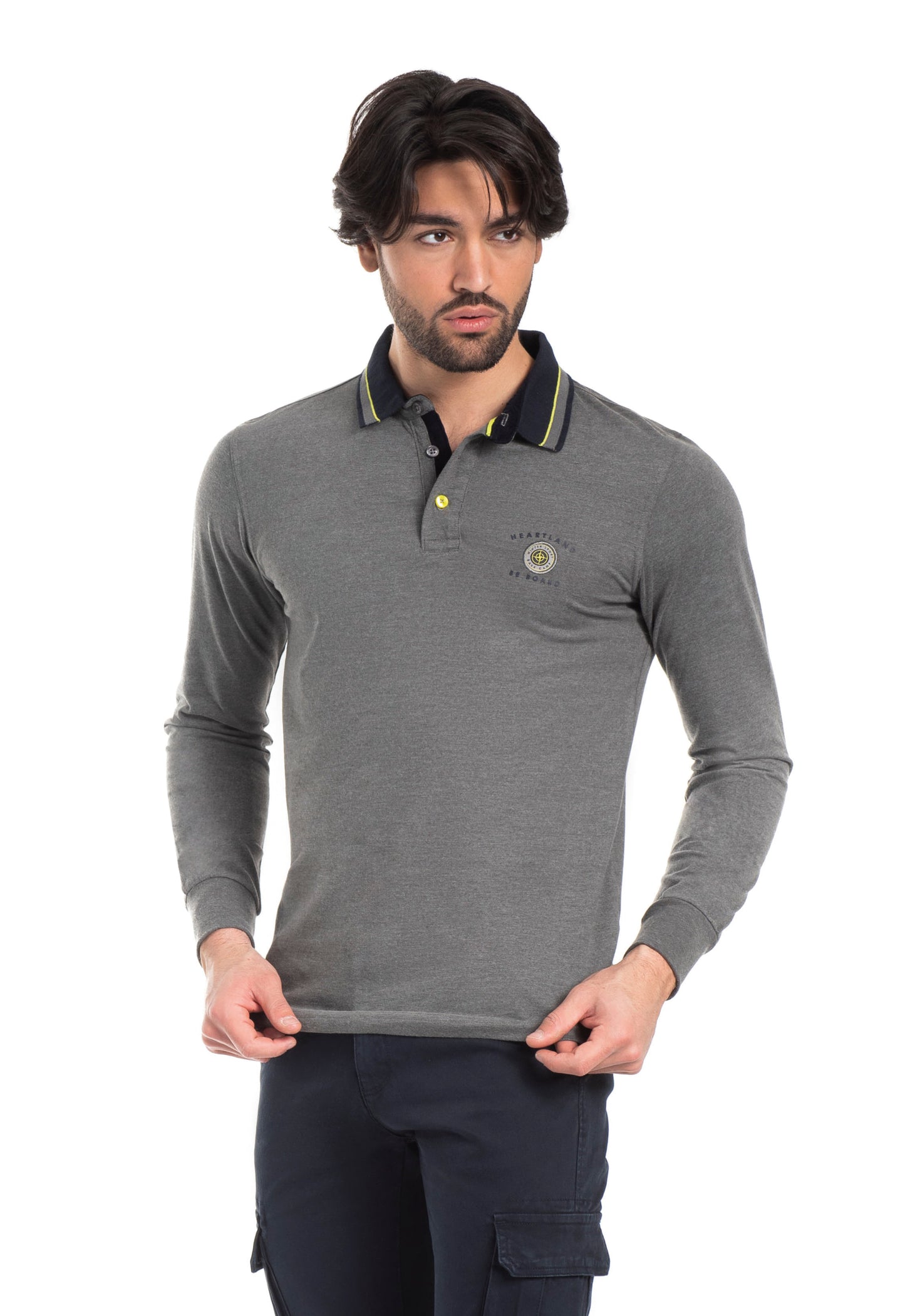 Polo Be Board Manica Lunga 23M9209C Taglie Forti Blu - Blocco94