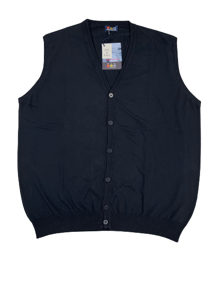 Gilet Bottoni Senza Maniche Re del Mare Taglie Forti 2.15X Nero - Blocco94
