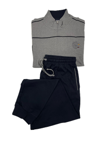 Tuta in Felpa Leggera 31T9481C Be Board Taglie Forti Giacca Grigio Melange Pantalone Blu - Blocco94