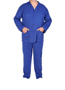Pigiama Manica Lunga Giacca Bottoni Taglie Forti Bluette - Blocco94