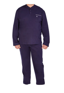 Pigiama Manica Lunga Maglia Serafino Taglie Forti Blu - Blocco94