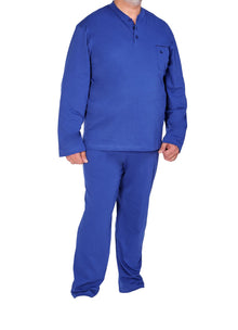 Pigiama Manica Lunga Maglia Serafino Taglie Forti Bluette - Blocco94