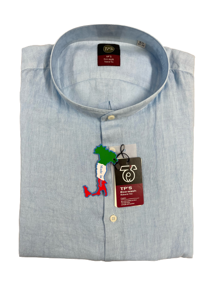 Camicia Puro Lino Slim Manica Lunga Collo Coreana Tipo's - Blocco94