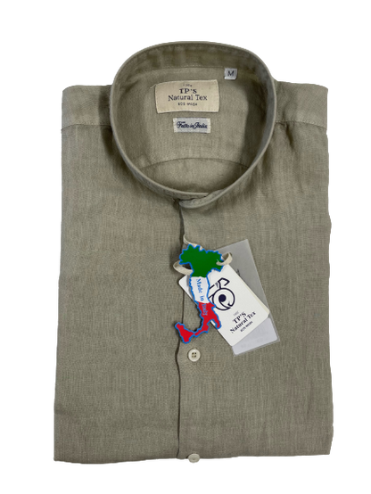Camicia Puro Lino Slim Manica Lunga Collo Coreana Tipo's - Blocco94