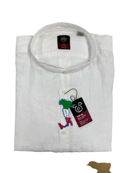 Camicia Puro Lino Slim Manica Lunga Collo Coreana Tipo's - Blocco94