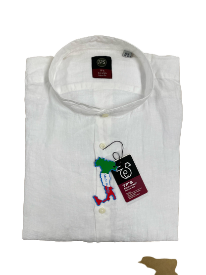 Camicia Puro Lino Slim Manica Lunga Collo Coreana Tipo's - Blocco94