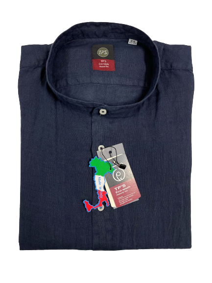 Camicia Puro Lino Slim Manica Lunga Collo Coreana Tipo's - Blocco94