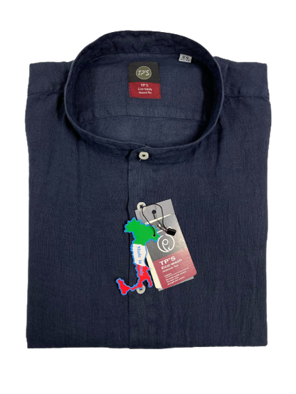 Camicia Puro Lino Slim Manica Lunga Collo Coreana Tipo's - Blocco94