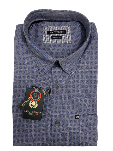 Camicia Manica Lunga Ascot Taglie Forti Colore 01 Microfantasia - Blocco94