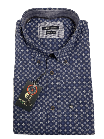 Camicia Manica Lunga Ascot Taglie Forti Colore 02 Microfantasia - Blocco94