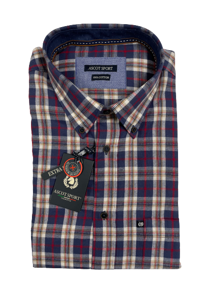 Camicia in Flanella Manica Lunga Ascot Taglie Forti Colore 49 - Blocco94