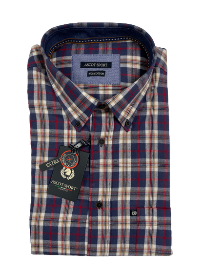 Camicia in Flanella Manica Lunga Ascot Taglie Forti Colore 49 - Blocco94
