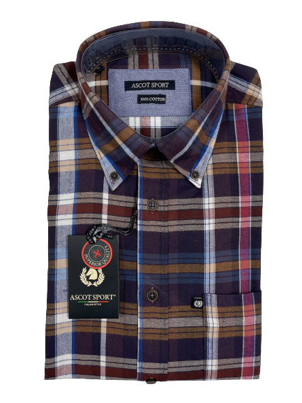 Camicia in Flanella Manica Lunga Ascot Colore 55 - Blocco94