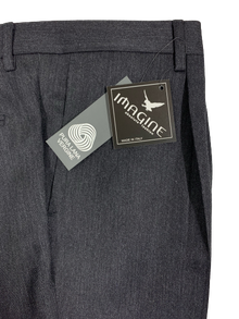 Pantalone Pura Lana Jaspè Taglie Forti Classico con Pence Grigio Scuro - Blocco94