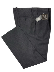 Pantalone Pura Lana Jaspè Taglie Forti Classico con Pence Grigio Scuro - Blocco94