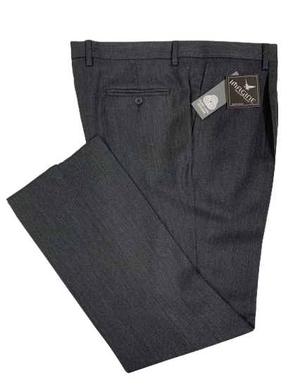 Pantalone Pura Lana Jaspè Taglie Forti Classico con Pence Grigio Scuro - Blocco94