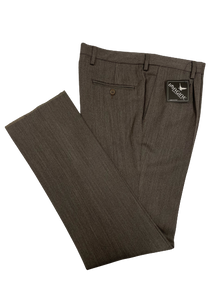 Pantalone Pura Lana Jaspè Taglie Forti Classico con Pence Marrone - Blocco94