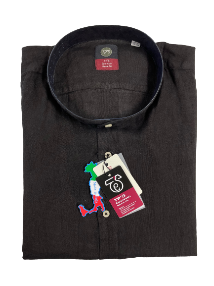 Camicia Puro Lino Slim Manica Lunga Collo Coreana Tipo's - Blocco94
