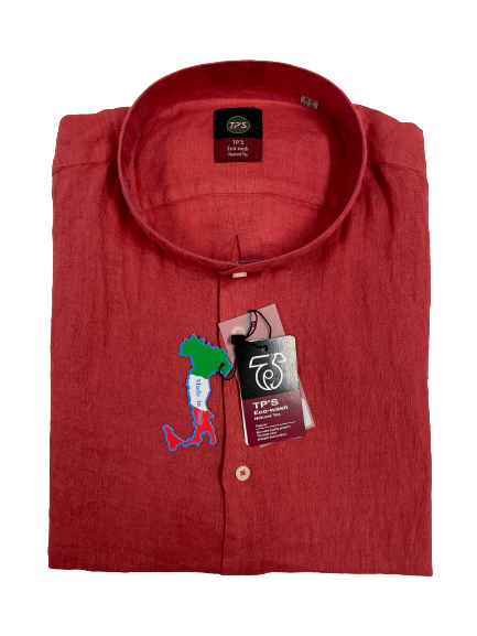Camicia Puro Lino Slim Manica Lunga Collo Coreana Tipo's - Blocco94