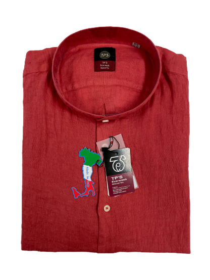 Camicia Puro Lino Slim Manica Lunga Collo Coreana Tipo's - Blocco94