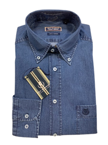 Camicia Jangol Manica Lunga Sea Barrier Taglie Forti Denim Scuro - Blocco94