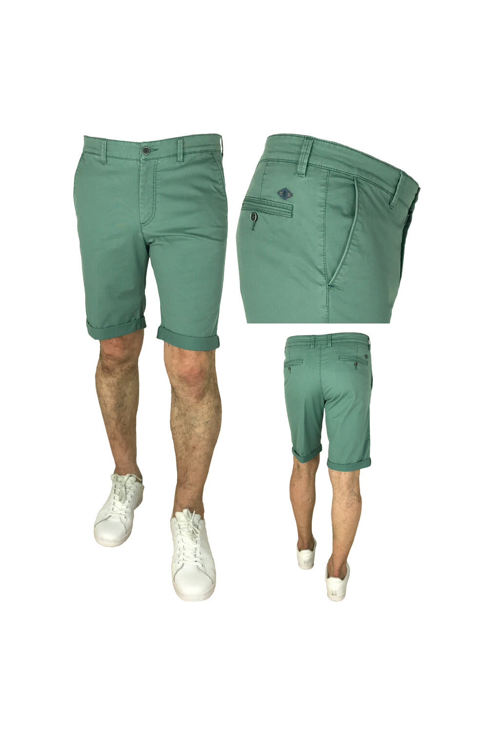 Bermuda in Cotone Elasticizzato Tao Conf Sea Barrier Taglie Forti Verde Militare - Blocco94