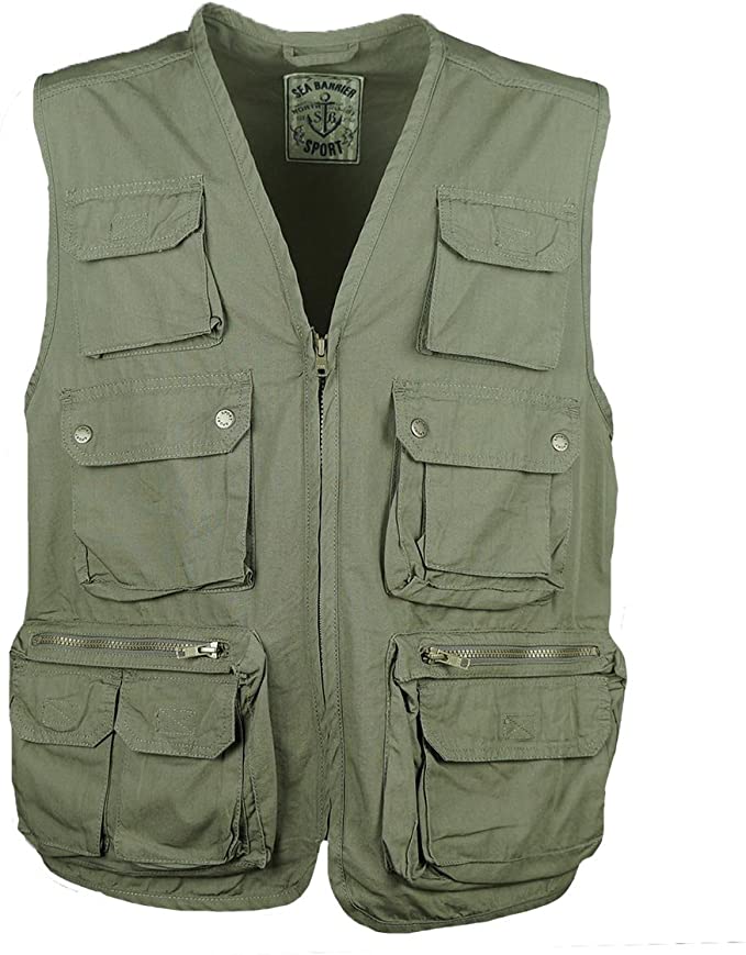 Gilet Rocky Cotone Leggero Multi Tasca Sea Barrier Verde - Blocco94
