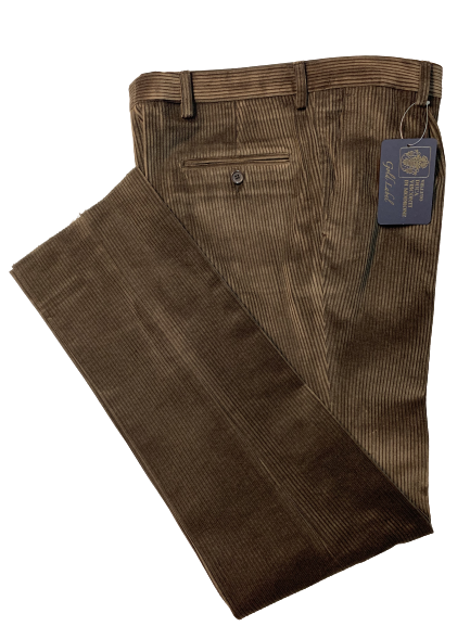 Pantalone Velluto Taglie Forti Classico con Pence Duca Visconti di Modrone Marrone Imagine - Blocco94