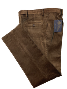 Pantalone Velluto Taglie Forti Classico con Pence Duca Visconti di Modrone Marrone Imagine - Blocco94
